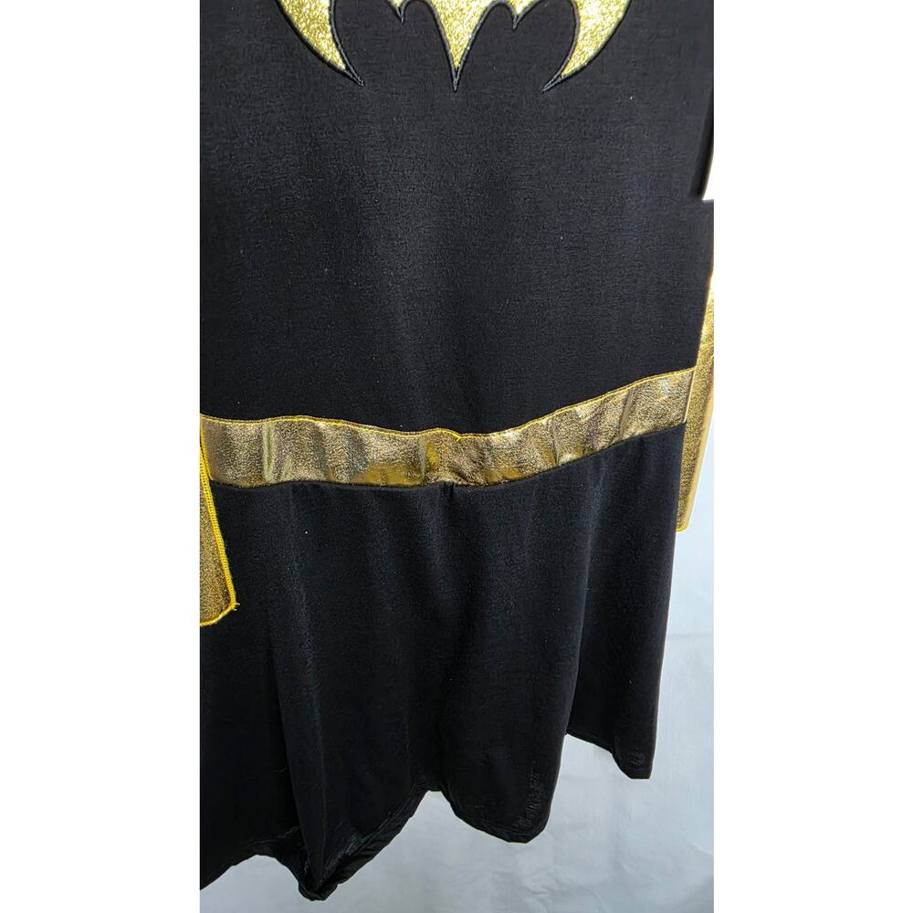 DC Batgirl Costume Women's Large 12-14 Black Gold Dress Cape Mask 3 Pc - Picture 9 of 12